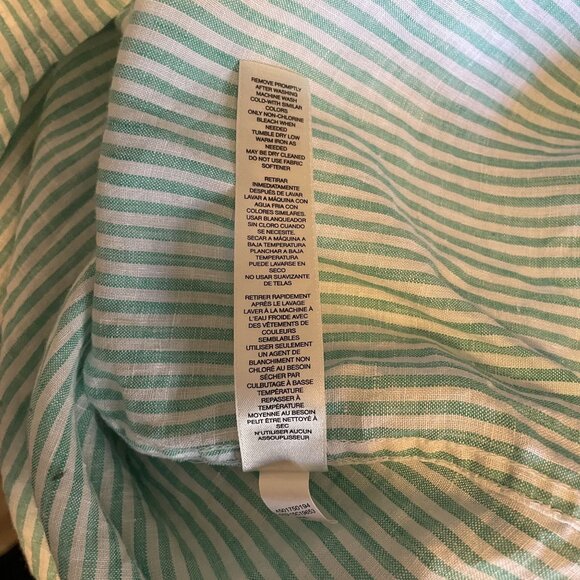 Chicos Aqua & White 100% Linen Stripe Button-Front Blouse Size 2 - Picture 7 of 7